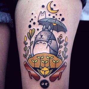 “My Neighbor Totoro” tattoo by Alex Iumsa. #AlexIumsa #EncreMecanique #illustrative #folkart #popculture #folk #studioghibli #myneighbortotoro #totoro #anime #film #animation