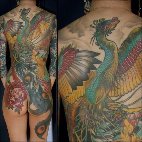 Phoenix Back Tattoo by Steve Moore #back #backtattoo #backpiece #largetattoos #bigtattoos #SteveMoore
