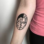 Sally tattoo by Tommy Oh. #TommyOh #blackwork #geometric #woman #portait #face #linework
