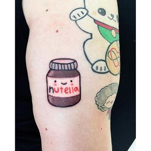 Nutella tattoo by Clara Ambrosia. #ClaraAmbrosia #cute #fun #nutella #chocolate #kawaii