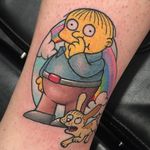 Ralphie Wiggum tattoo by Carly Baggins (via IG—carlybaggins) #carlybaggins #cute #neotraditional #characterportrait #cartoon #simpsons