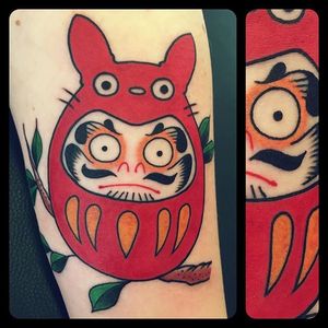 Totoro Daaruma Tattoo by Sjoerd Elstak #daruma #darumadoll #japanesedoll #japaneseart #totoro #SjoerdElstak