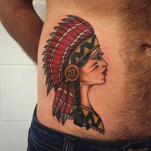 Native American Tattoo by Kathryn Ursula #Traditional #TraditionalTattoos #OldSchool #KathrynUrsula #nativeamerican