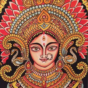 A portrait of Durga Devi via Robert Ryan (IG—robertryan323). #Devi #fineart #paintings #woodblockprints #RobertRyan