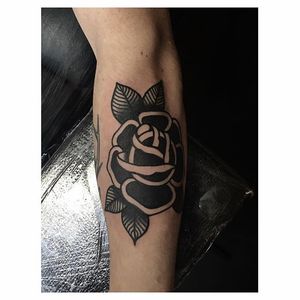 Blackwork Rose Tattoo by Matty Darienzo #blackwork #rose #traditional #blackworkrose #MattyDarienzo