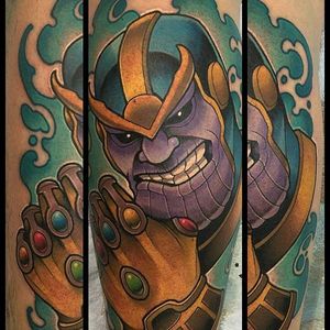 Thanos Tattoo by David Tevenal #Thanos #thanostattoos #thanostattoo #marveltattoo #supervillaintattoo #supervillains #comictattoos #DavidTevenal