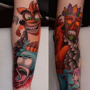 Crash Bandicoot Tattoo by Jacob Wiman #CrashBandicoot #CrashBrandicootTattoos #PlayStationTattoos #GamingTattoos #GamerTattoos #Gaming #JacobWiman