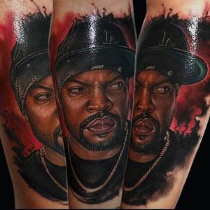 Ice Cube Tattoo by @tattoosbypablo #icecube #icecubetattoo #rapper #rappertattoo #portrait #portraittattoo #gangsterrap #musician #musiciantattoo #tattoosbypablo