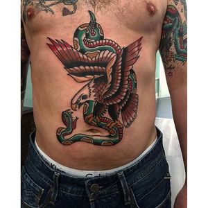 Snake Tattoo by Phil Wallis #Snake #SnakeTattoo #StomachTattoos #StomachTattoo #Stomach #PhilWallis