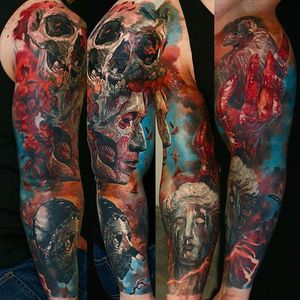 Sleeve Tattoo by Domantas Parvainis #ColorRealism #Portrait #Realism #AmazingTattoos #DomantasParvainis