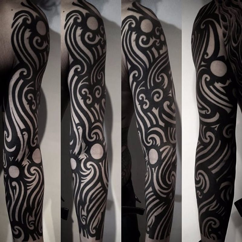 Blackwork Full Sleeve Tattoo By Nissaco Sleeve Tattoos Tattoo