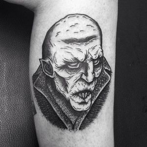 Count Orlok Tattoo by Manuel Zingale #CountOrlok #CountOrlokTattoo #Nosferatu #NosferatuTattoos #HorrorTattoos #HorrorTattoo #Horror #ManuelZingale #portrait #blackwork