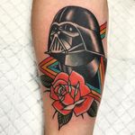 Darth Vader tattoo by Heath Nock #HeathNock #portraittattoos #DarthVader #StarWars #movietattoo #movies #famouspeople #rose #rainbow #pinkfloyd #darksideofthemoon #triangle #leaves #musictattoo #tattoooftheday