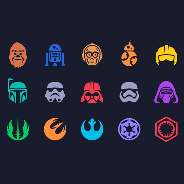 Star war filled icons pack Royalty Free Vector Image