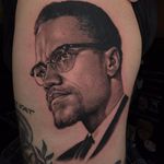 Malcolm X by Jamie Mahood #JamieMahood #MalcolmX #portrait #realism #realistic #hyperrealism #blackandgrey #hero #africanamerican #humanrights #activist #glasses #tattoooftheday