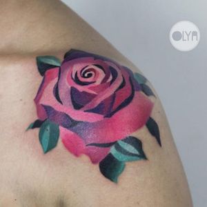 Watercolor rose tattoo, photo from Instagram #watercolor #OlyaLevchenko #rose #pink