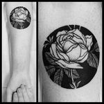 Blackwork rose tattoo by Casper Mugridge. #CasperMugridge #blackwork #negativespace #rose #flower #floral