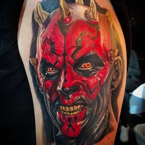 Really cool Darth Maul tattoo by Bryan Merck. #BryanMerk #tattoo #starwars #DarthMaul