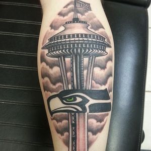 Seattle Tower. (via IG - jason_ink_city_tattoo) #SeattleSeahawks #Seattle #Seahawks #NFL #Football