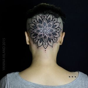 Mandala Head Tattoo by Yanina Viland #YaninaViland #Blackwork #Black #Mandala #Head #Scalp