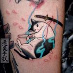 Neko tattoo by Lewis Buckley. #LewisBuckley #neko #cat #japanese #neotraditional