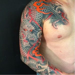 Dragon sleeve by Chris Garver. (IG - chrisgarver) #dragon #symbology #sleeve #ChrisGarver