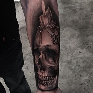 Realistic skull tattoo #NicoNegron #blackandgrey #skull #realistic