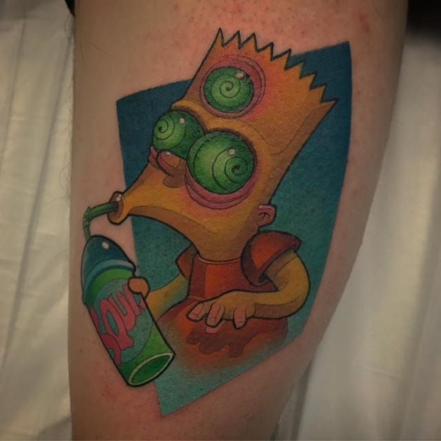 Tatuaje de Bart Simpson por Henri Middlemass #bartsimpson #newschool #newschoolartist #bold #australianartist #HenriMiddlemass