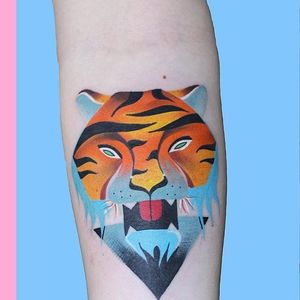 Tiger tattoo by Ann Lilya #AnnLilya #colorful #tiger #tigerhead #psychedelic