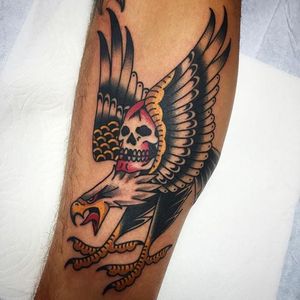 Eagle Tattoo by Drake Sheehan #eagle #skull #traditional #traditionalartist #oldschool #boldwillhold #DrakeSheehan