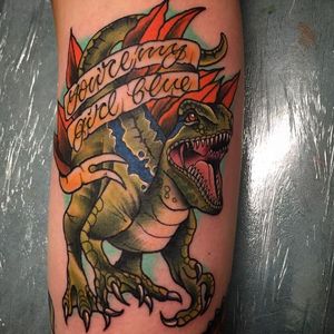 Blue the raptor, tattoo by Stephanie Scott #StephanieScott #JurassicPark #JurassicWorld #dinosaur #velociraptor