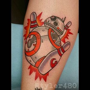 BB-8 Bowling Tattoo by Tyler Nealeigh #BB8 #starwars #theforceawakens #forceawakens #starwarsink #TylerNealeigh