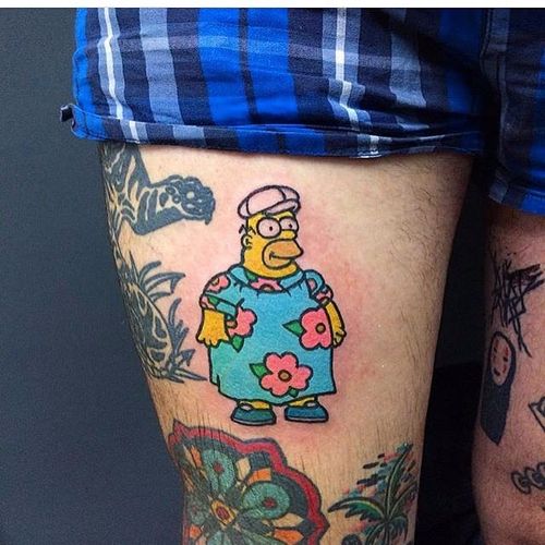 Funny Homer Simpson Tattoo by Maria Truczinski #MariaTruczinski #Cartoon #Kawaii #Cartoontattoo #Kawaiitattoo #Homer #Homersimpson #TheSimpsonstattoo #thesimpsons