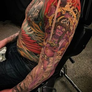 A beastly Fudo Myoo Tristen Zhang (IG—tristen_chronicink). #FudoMyoo  #largescale #neoJapanese #TristenZhang
