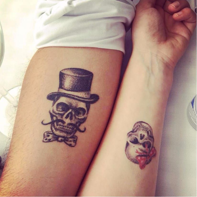 instaglobalco  Matching couple tattoos Skull couple tattoo Matching  tattoos