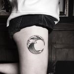 Blackwork circle wave tattoo by Sunghee Hwang. #SungheeHwang #Sou #SouTattooer #blackwork #wave #circle