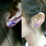 Cute watercolor earlobe tattoo via @tgtattoo/Instagram #watercolor #earlobe #small #cute #minimalistic