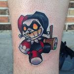 Harley Quinn chibi tattoo by Mark Ford. #newschool #chibi #MarkFord #batman #dc #comics #harleyquinn