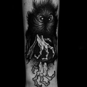 Furry monster tattoo by Sergei Titukh #SergeiTitukh #blackwork #monster