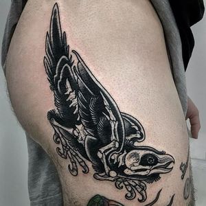 Skeletal Bird Tattoo by Alessandro Micci #bird #blackworkbird #blackwork #blackworkartist #blackink #blackworker #AlessandroMicci
