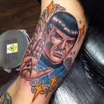 Spock tattoo by Sadee Glover. #SadeeGlover #spock #leonardnimoy #startrek #scifi #portrait