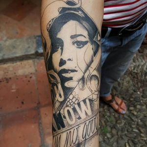 Amy Winehouse tattoo by Sadhu le Serbe #SadhuLeSerbe #graphic #portrait #blackwork #amywinehouse