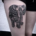 Mehndi Inspired Elephant by Laura Weller (via IG-wellertattoos) #mehndi #geometric #animal #linework #lauraweller