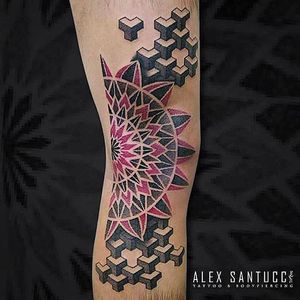 Dotwork Tattoo by Alex Santucci #dotwork #colordotwork #mandala #geometric #cubic #cubes #contemporary #dotworkartist #italianartist #AlexSantucci