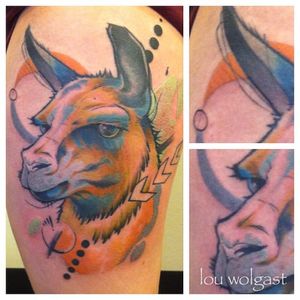 Abstract neo traditional llama tattoo by Lou Wolgast. #neotraditional #illustrative #llama #abstract #LouWolgast