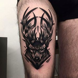 Sketch Style Tattoo by Rud De Luca @RudDeLuca #RudDeLuca #RudDeLucaTattoos #Sketch #Style #Animal #Deer #stag #Italy