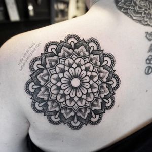 Mandala tattoo by Holly Astral #HollyAstral #blackwork #mandala #dotwork