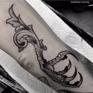 Fancy claw tattoo by Matthew Murray #MatthewMurray #blackwork #blackandgrey #monochrome #gothic #claw