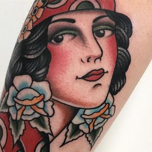 Gypsy babe by Andrea Giulimondi #AndreaGiulimondi #traditional #color #gypsy #lady #tattoooftheday