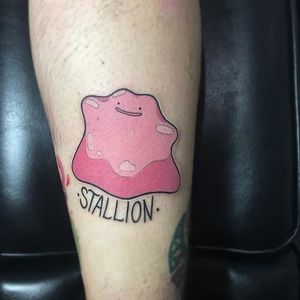 Ditto tattoo by Marco Branchia. #ditto #pink #blob #cute #kawaii #pokemon #anime #videogame #tvshow